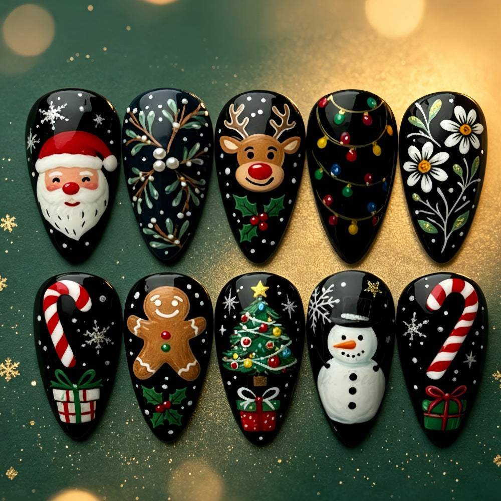 Artificial Nail Set with Christmas Motifs Acalora