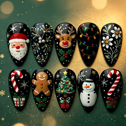 Artificial Nail Set with Christmas Motifs Acalora