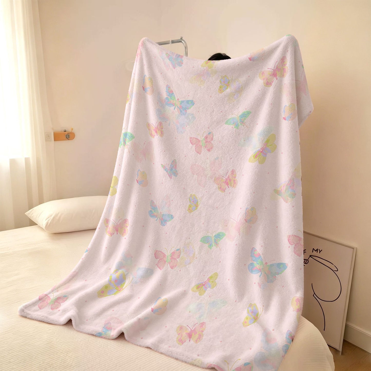 Cozy Butterfly Print Fleece Throw Blanket