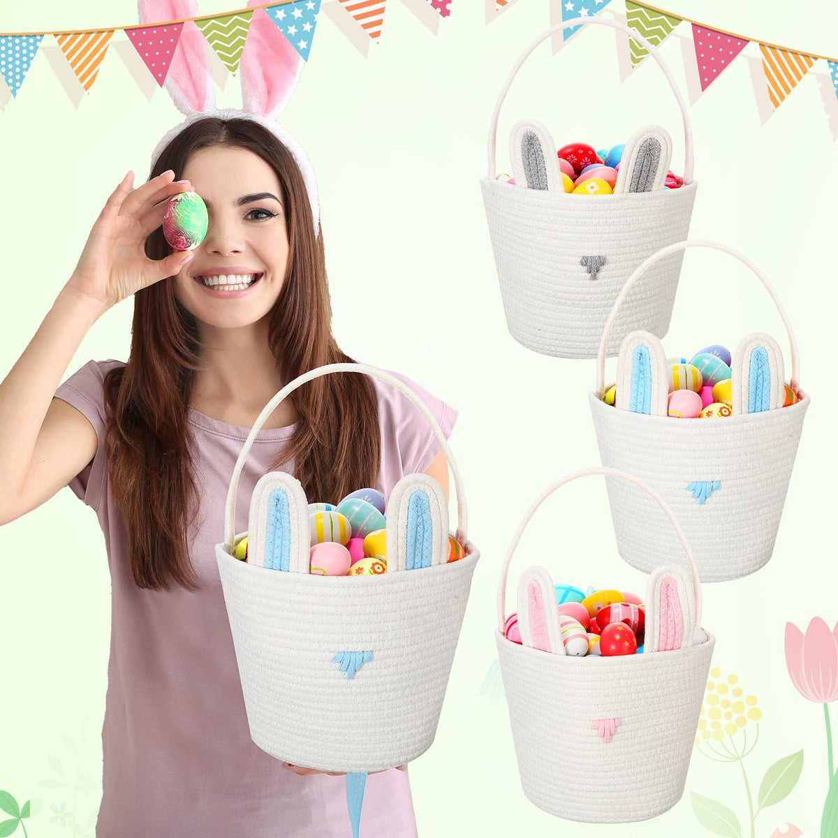 Playful Storage Basket in Rabbit Design Acalora