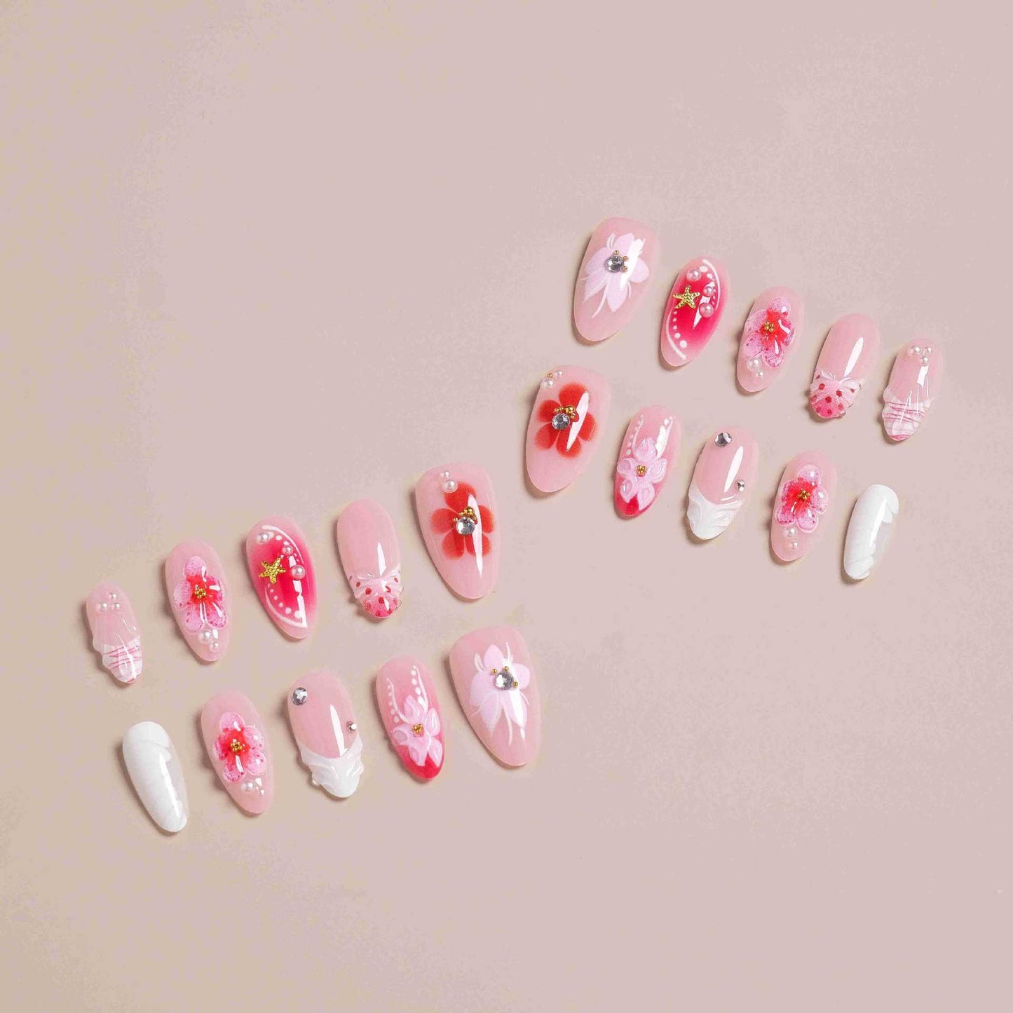 Elegant Floral Design Press-On Nail Set Acalora
