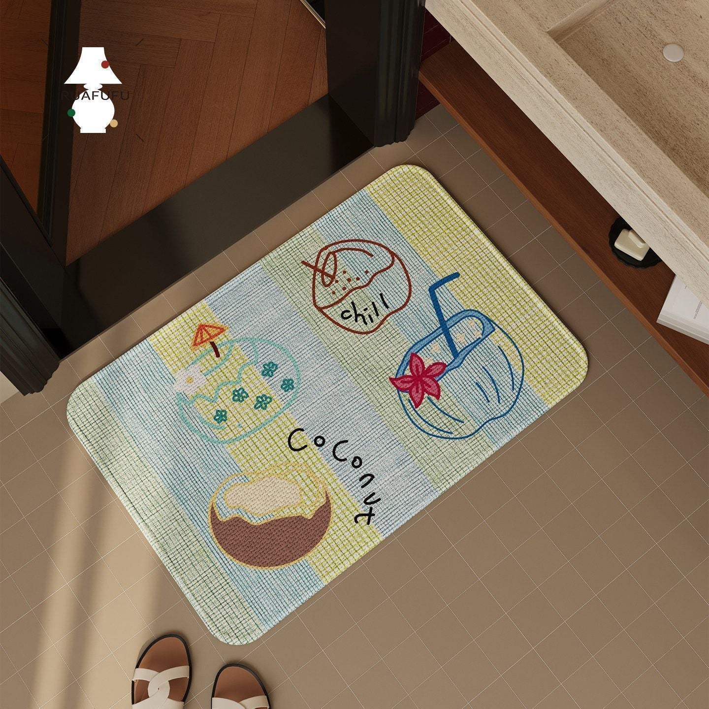 Floral Themed Bathroom Rug