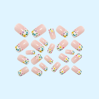 Artificial nails with floral designs and high-gloss finish Acalora