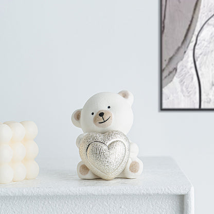 Kawaii Bear Figurine with Heart Acalora
