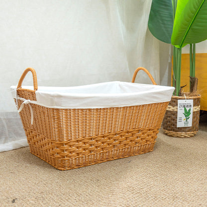 Braided storage basket with removable inner lining