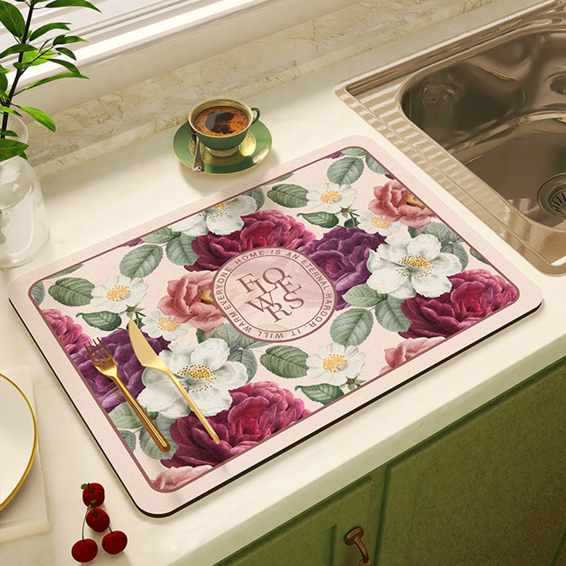 Floral Design Kitchen Mat