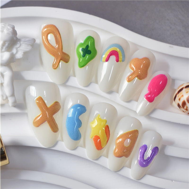 Artistic Cartoon-Themed Press-On Nail Art Set Acalora