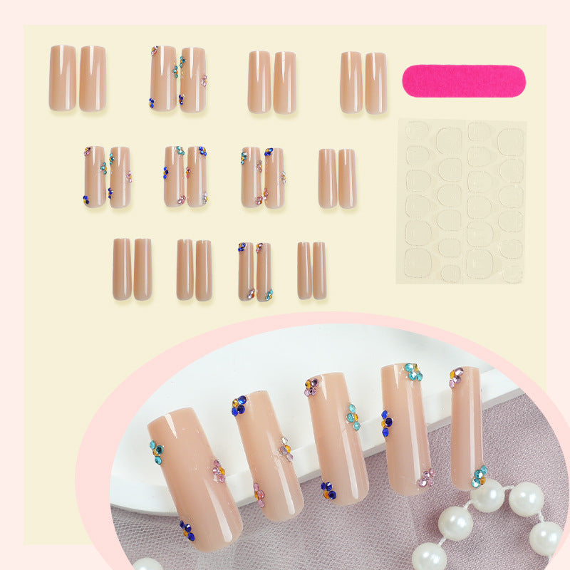 Decorative Press-On Nail Set with Floral and Gem Accents Acalora 1788496020
