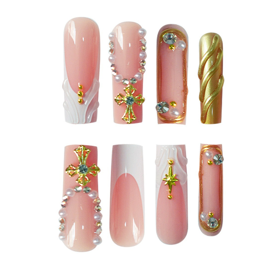 Luxury 3D Decorative Press-On Nails with Gem Accents Acalora