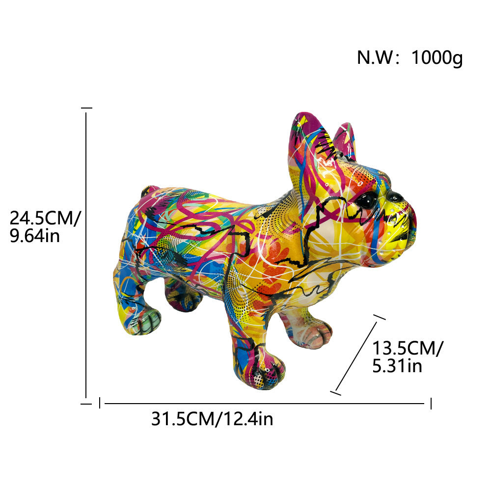 Creative Bulldog Sculpture with Headphones Acalora