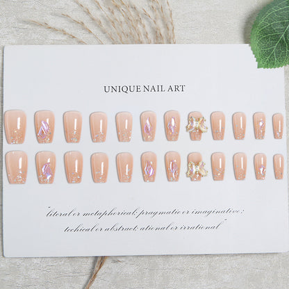Acrylic Nail Set with Glitter and 3D Butterfly Decorations Acalora