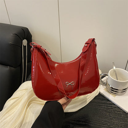 Premium Glossy Faux Leather Hobo Bag Acalora