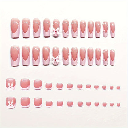 Decorative Bow Accent Press-On Nails Acalora
