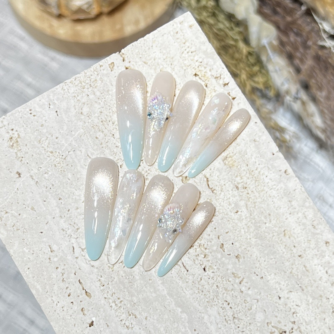 Elegant Stiletto Press-On Nail Set with Glitter Finish Acalora