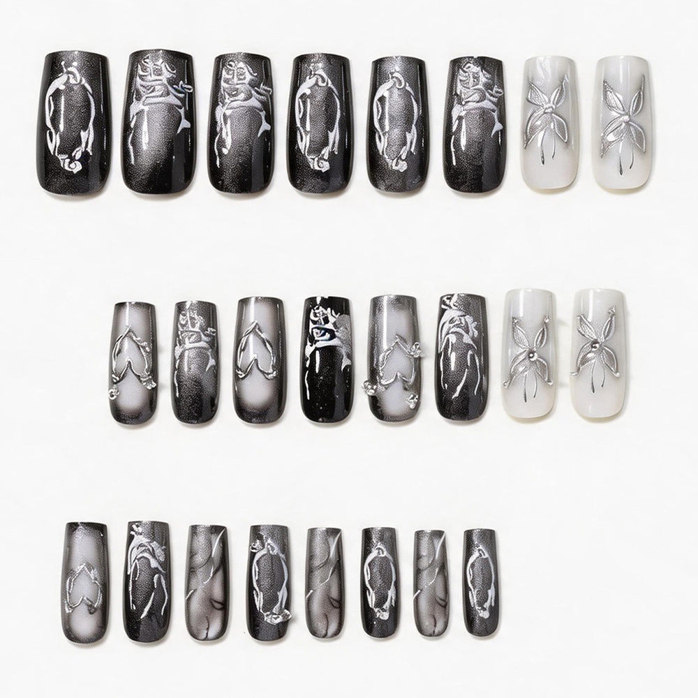 Artistic Long Press-On Nail Design Acalora