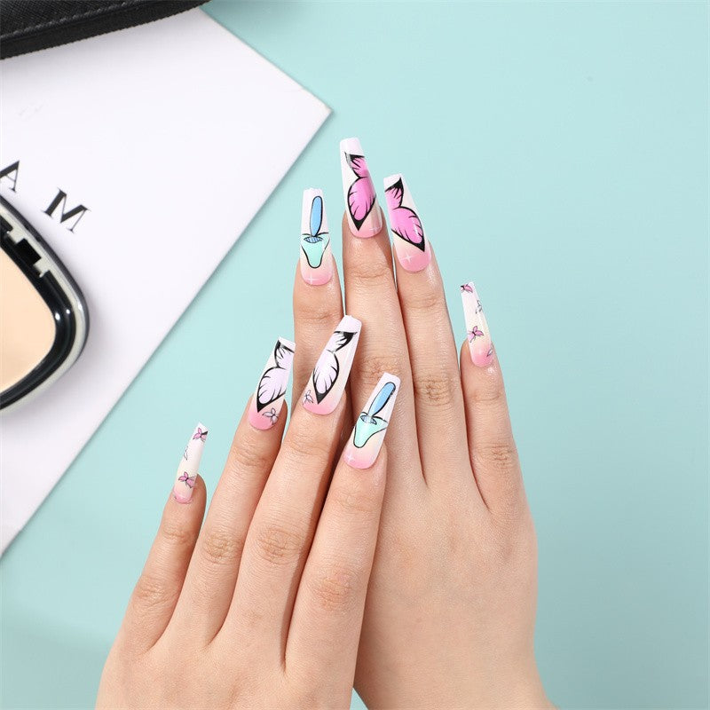 Artificial nails in elegant floral motif style Acalora