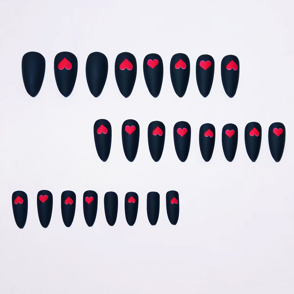 Heart-Embellished Matte Nail Art Acalora