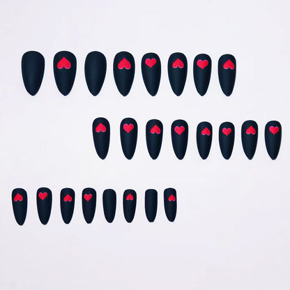 Heart-Embellished Matte Nail Art Acalora
