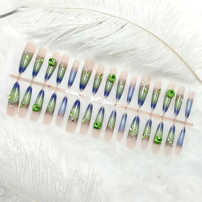 Artificial nails with elegant gradient color and glitter accents Acalora