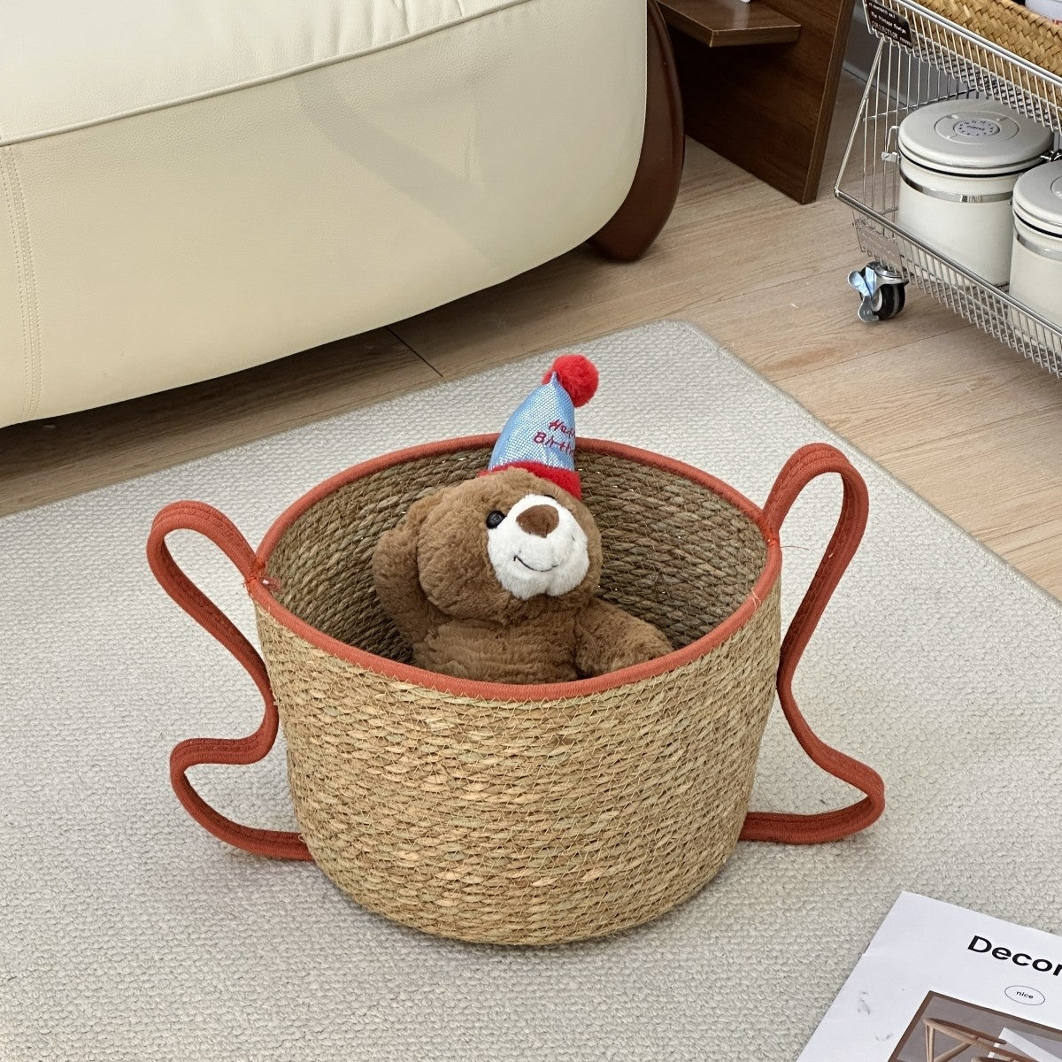 Handwoven Decorative Basket Made of Natural Materials Acalora