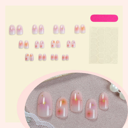 Artistic Press-On Nail Set with Vibrant Star Designs Acalora