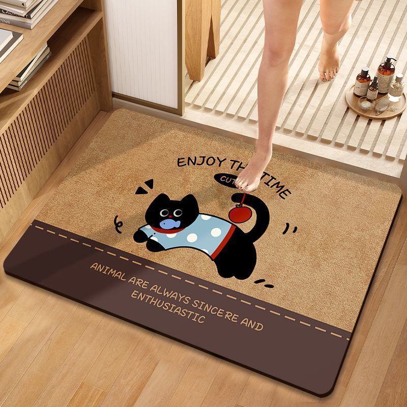 Playful Cat-Themed Bath Mat