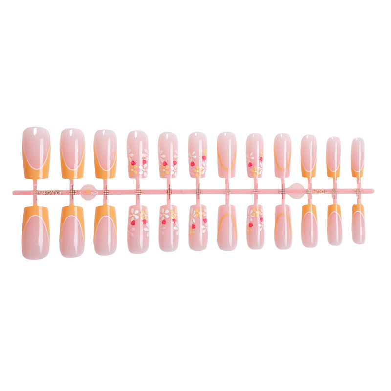 Floral Design Press-On Nail Set with Elegant Details Acalora