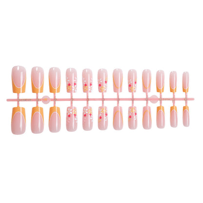 Floral Design Press-On Nail Set with Elegant Details Acalora