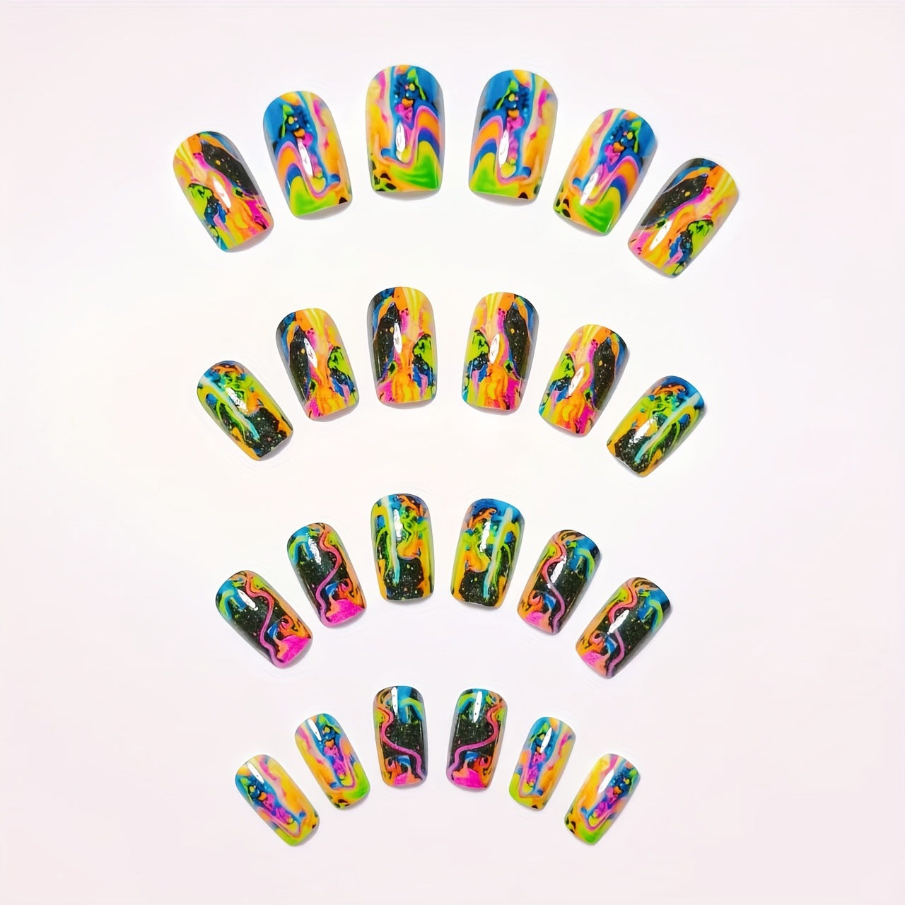 Neon Marbled Nail Art Acalora