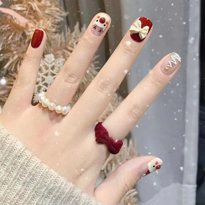 Festive Winter-Themed Press-On Nail Set Acalora
