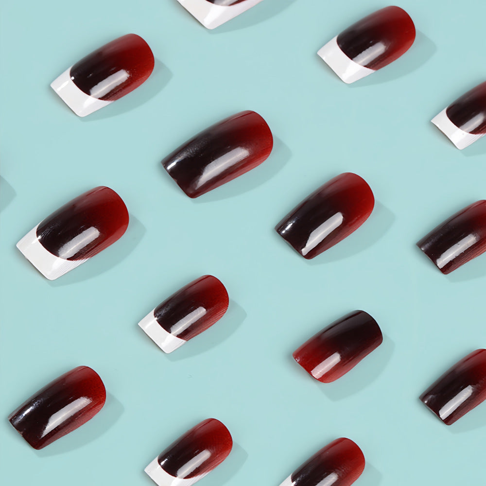 Elegant French Tip Artificial Nails Acalora