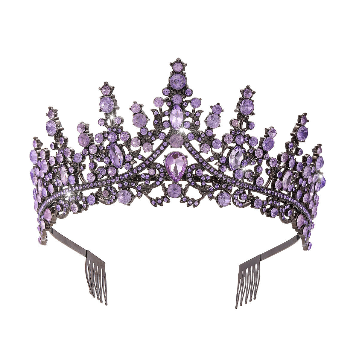 Ladies Opulent Tiara with Black Crystal Detailing Bowlift
