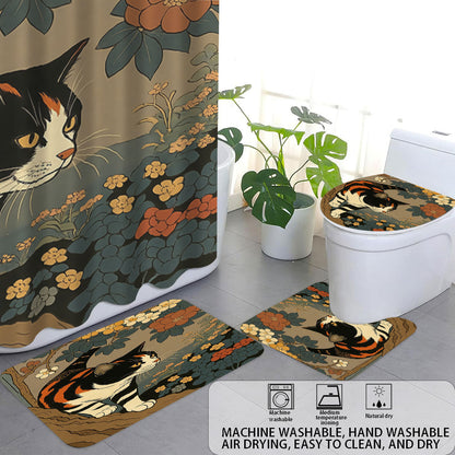 Artistic Cat-Theme Bathroom Decor Set
