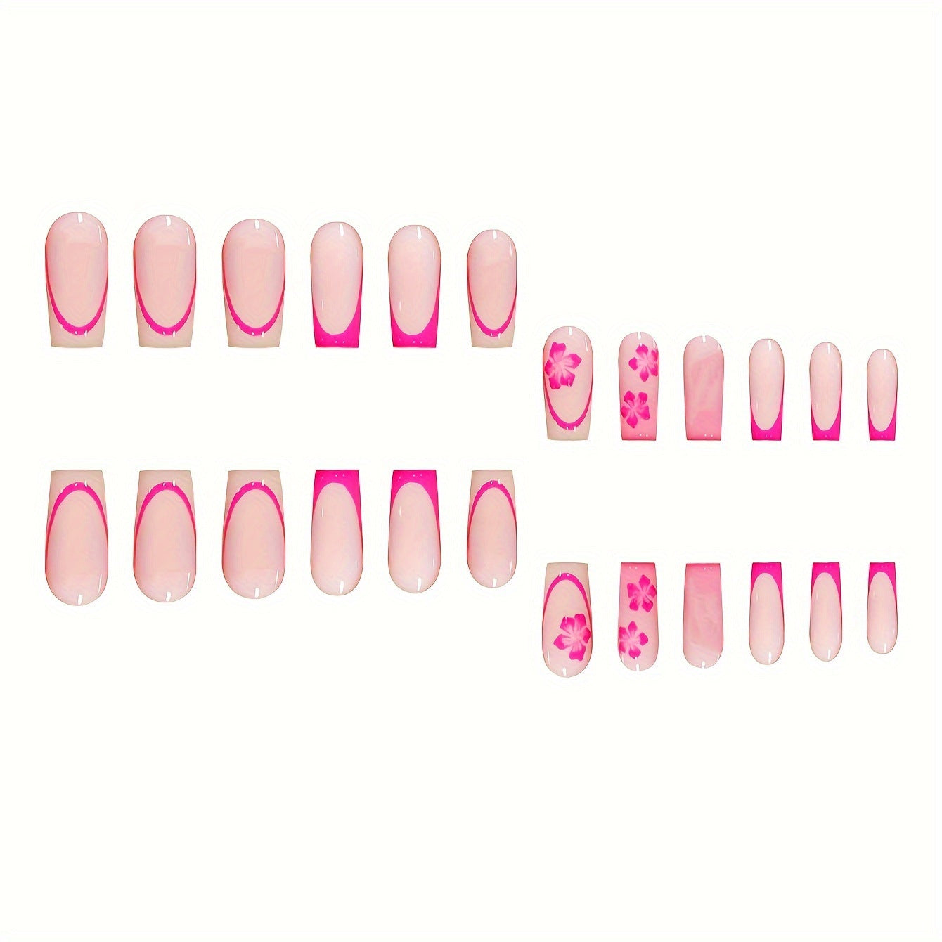 Floral Design Press-On Nail Art Acalora