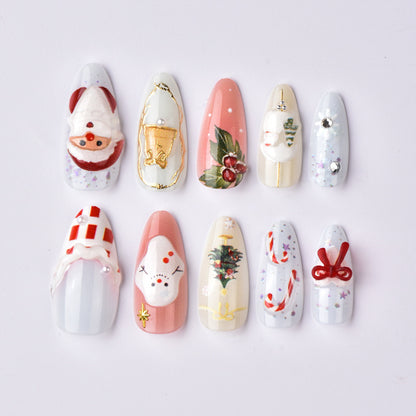Artificial nail set with festive winter designs Acalora