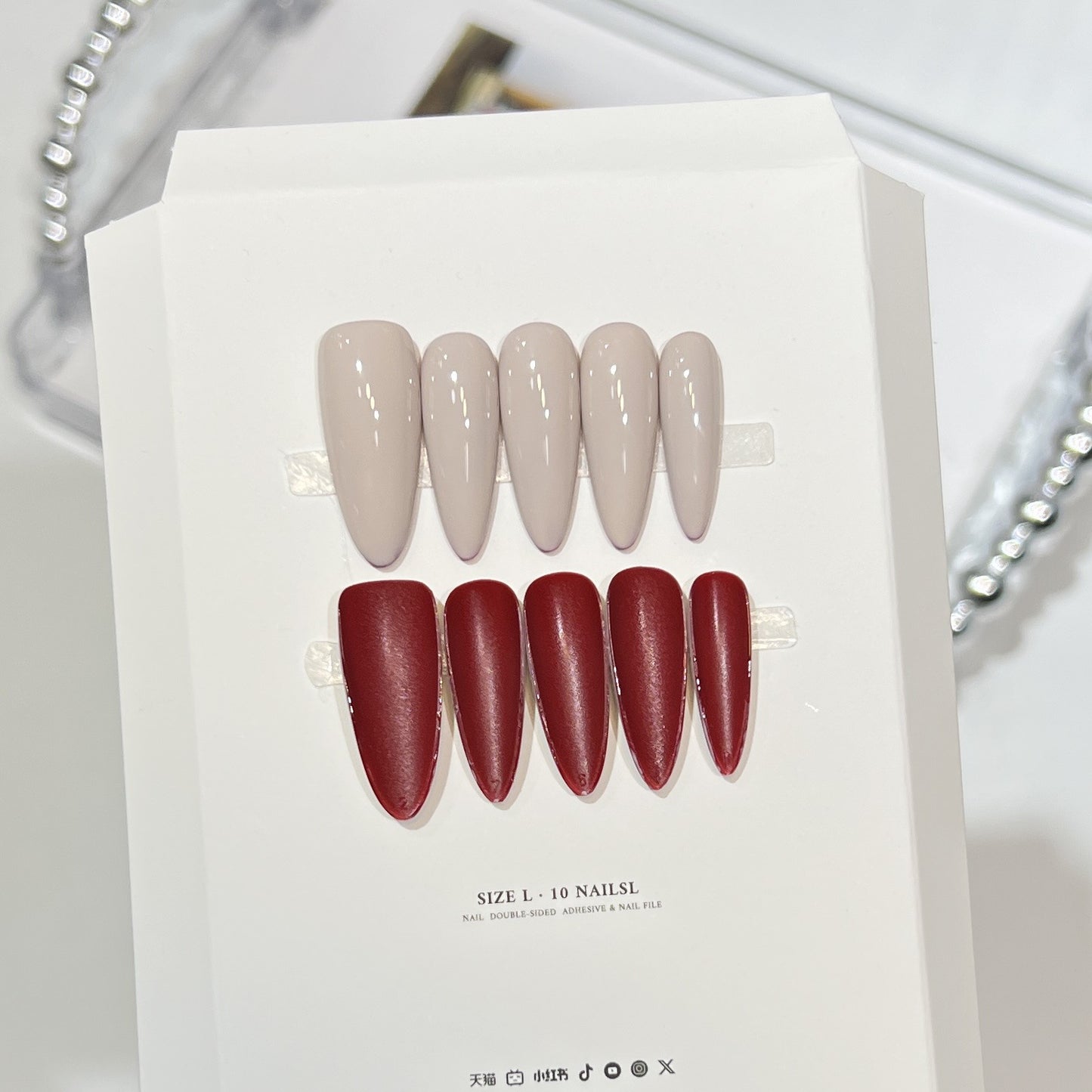 Stiletto Press-On Nail Art Set with Elegant French Tips Acalora