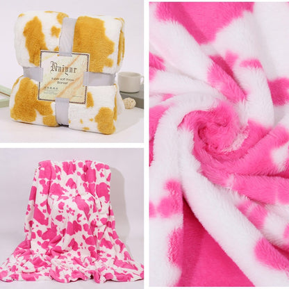 Ultra-Soft Cow Print Fleece Throw Blanket