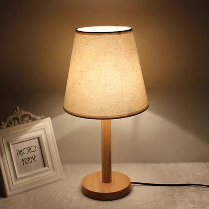 Modern Table Lamp with Natural Wooden Base