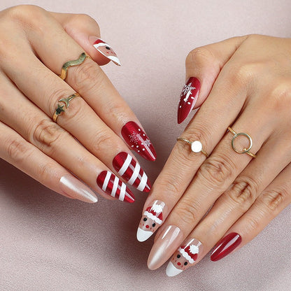 Artificial nail set with festive Christmas design Acalora