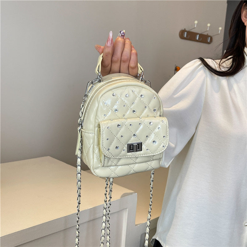 Quilted Mini Backpack with Rhinestone Accents Acalora