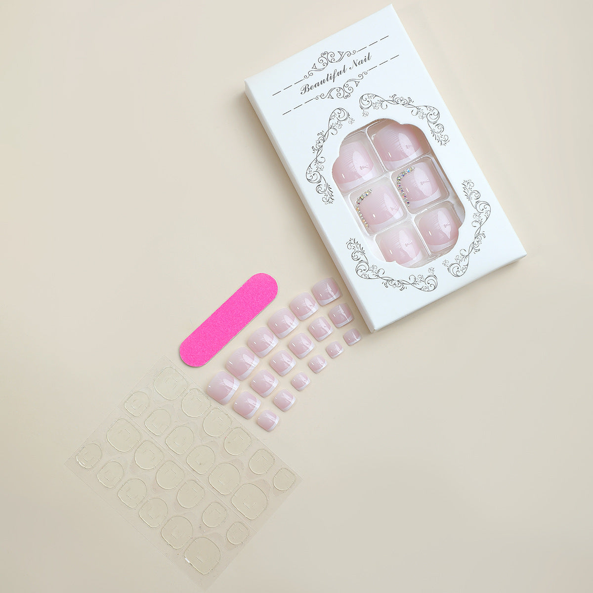 Premium Press-On Nail Set with Elegant Design Elements Acalora