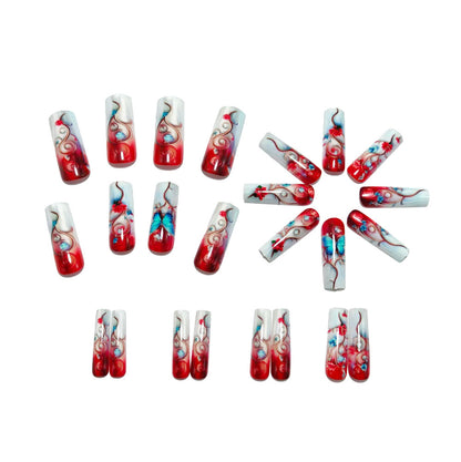Artificial nails with floral 3D applications and glitter accents Acalora