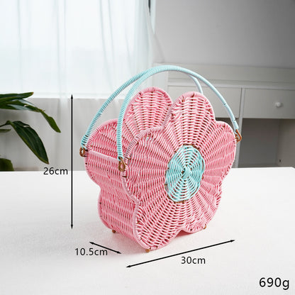 Flower-Shaped Decorative Woven Storage Basket Acalora