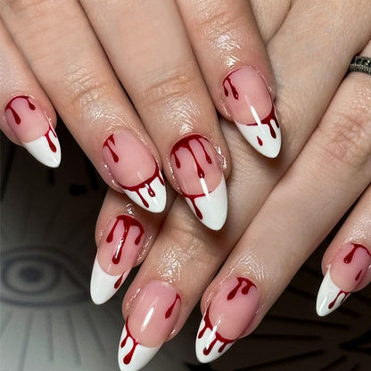 Artistic Blood Drip Themed Press-On Nails Acalora