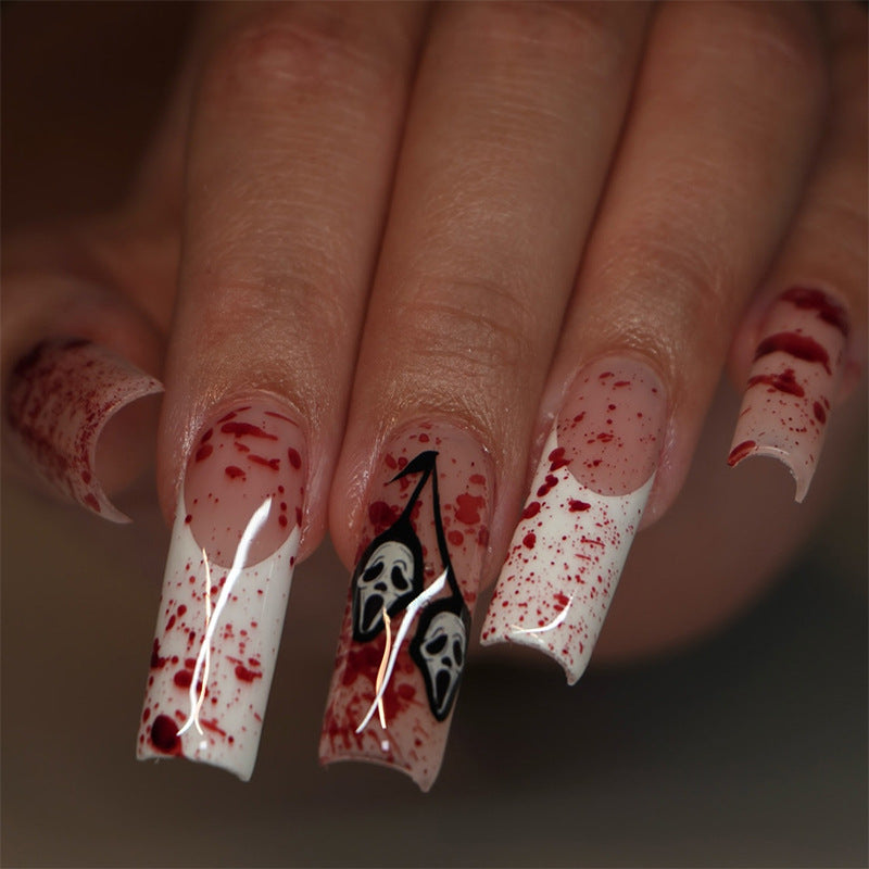 Artistic Halloween-Themed Press-On Nails Acalora