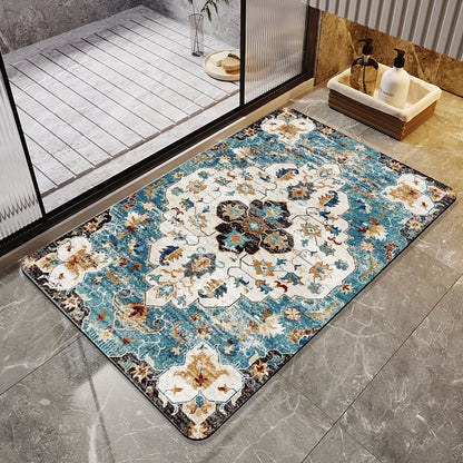 Floral Design Absorbent Bathroom Mat Acalora