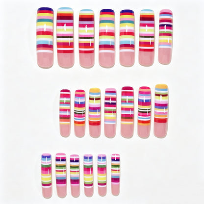 Colorful Striped Nail Art Tips Acalora