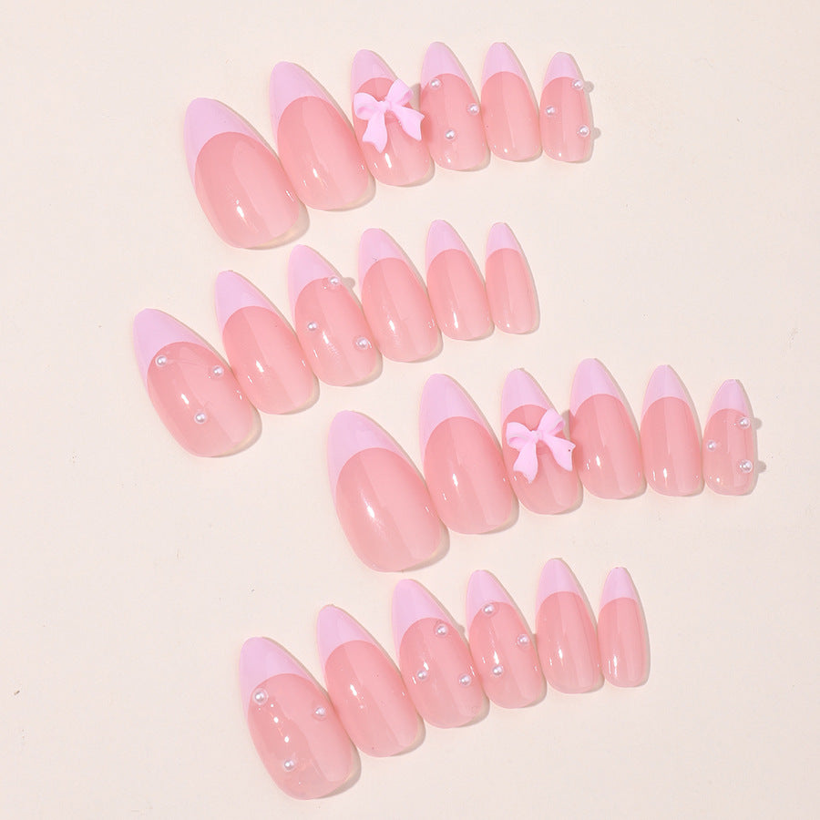 Premium False Nail Set with Elegant French Tip Design Acalora