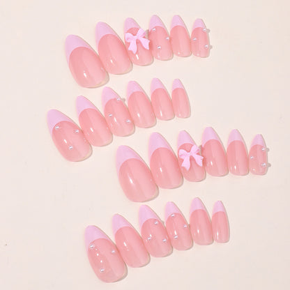 Premium False Nail Set with Elegant French Tip Design Acalora