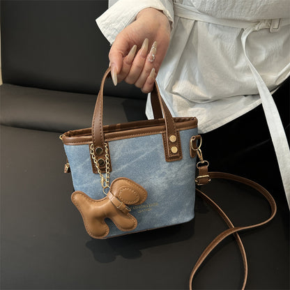 Playful Denim Mini Handheld Tote Bag Acalora